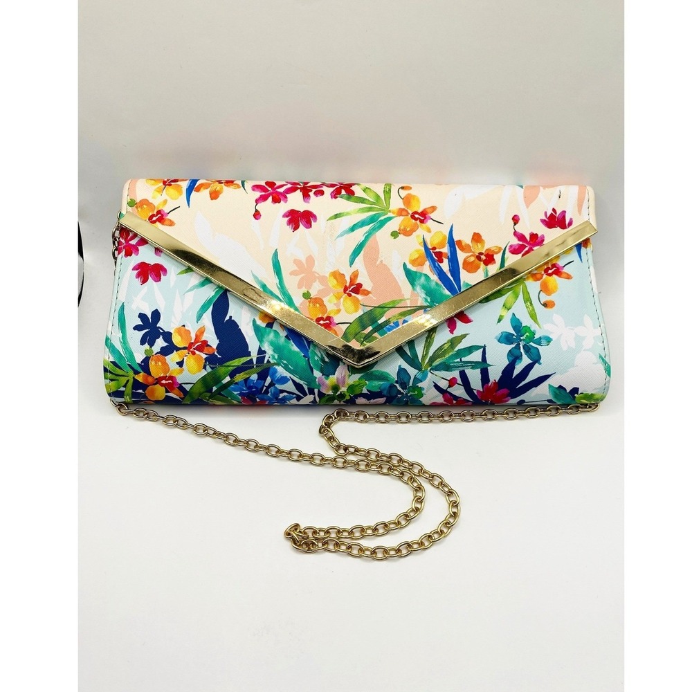 Aldo Tropical Floral Envelope‎ Clutch Chain Bag Women Multicolor Wedding Resort